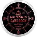 ADVPRO Milton's Billiards Game Room Custom Name Neon Sign Clock ncx0210-tm - Red