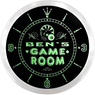 ADVPRO Ben's Game Room Beer Bar Custom Name Neon Sign Clock ncx0212-tm - Green