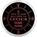 ADVPRO Cecil's Tiki Bar Game Room Bar Custom Name Neon Sign Clock ncx0213-tm - Red