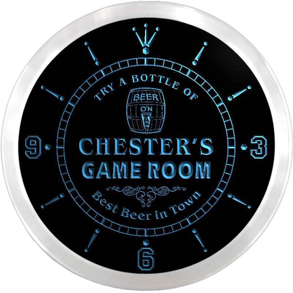 ADVPRO Chester's Beer Ale Game Room Custom Name Neon Sign Clock ncx0214-tm - Blue