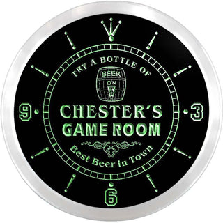 ADVPRO Chester's Beer Ale Game Room Custom Name Neon Sign Clock ncx0214-tm - Green