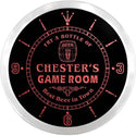 ADVPRO Chester's Beer Ale Game Room Custom Name Neon Sign Clock ncx0214-tm - Red