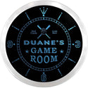 ADVPRO Duane's Baseball Game Room Custom Name Neon Sign Clock ncx0215-tm - Blue