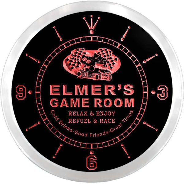 ADVPRO Elmer's Pit Stop Game Room Custom Name Neon Sign Clock ncx0218-tm - Red