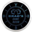 ADVPRO Brad's Game Room Beer Bar Custom Name Neon Sign Clock ncx0219-tm - Blue