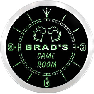 ADVPRO Brad's Game Room Beer Bar Custom Name Neon Sign Clock ncx0219-tm - Green