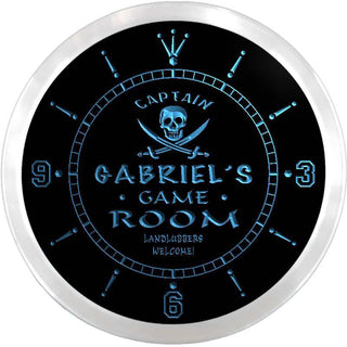 ADVPRO Gabriel's Private Quarters Game Room Custom Name Neon Sign Clock ncx0220-tm - Blue