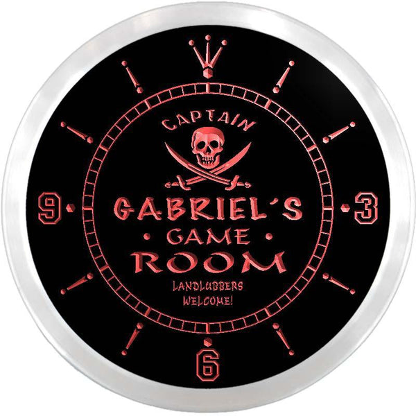 ADVPRO Gabriel's Private Quarters Game Room Custom Name Neon Sign Clock ncx0220-tm - Red