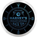 ADVPRO Harvey's Pool Game Room Bar Custom Name Neon Sign Clock ncx0222-tm - Blue