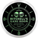 ADVPRO Mitchell's Social Club Game Room Custom Name Neon Sign Clock ncx0223-tm - Green