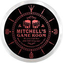 ADVPRO Mitchell's Social Club Game Room Custom Name Neon Sign Clock ncx0223-tm - Red