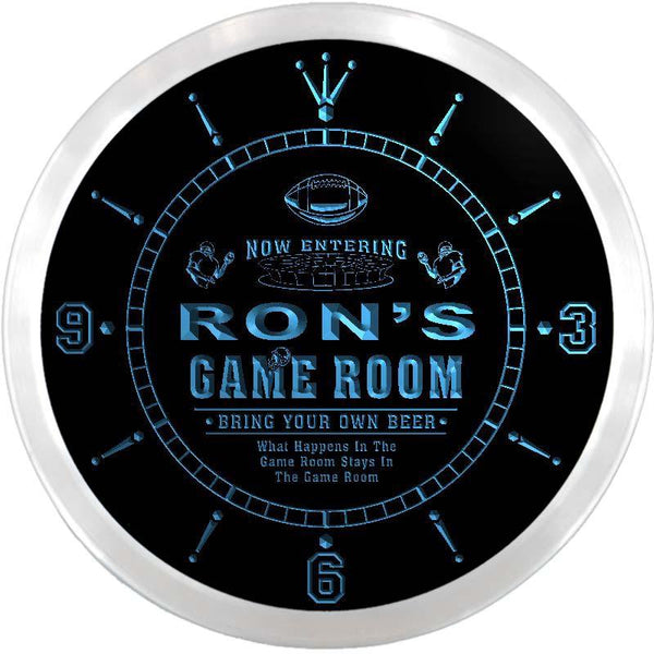 ADVPRO Ron's Game Room Man Cave Custom Name Neon Sign Clock ncx0225-tm - Blue