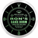 ADVPRO Ron's Game Room Man Cave Custom Name Neon Sign Clock ncx0225-tm - Green