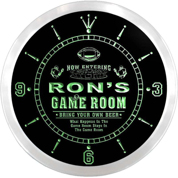 ADVPRO Ron's Game Room Man Cave Custom Name Neon Sign Clock ncx0225-tm - Green