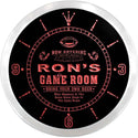 ADVPRO Ron's Game Room Man Cave Custom Name Neon Sign Clock ncx0225-tm - Red