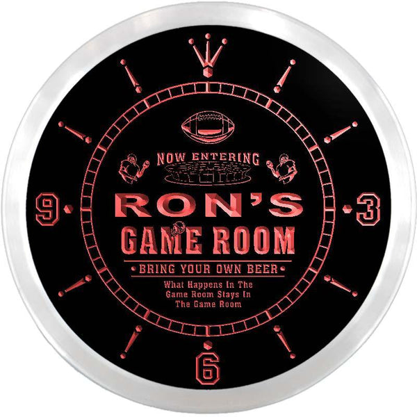 ADVPRO Ron's Game Room Man Cave Custom Name Neon Sign Clock ncx0225-tm - Red