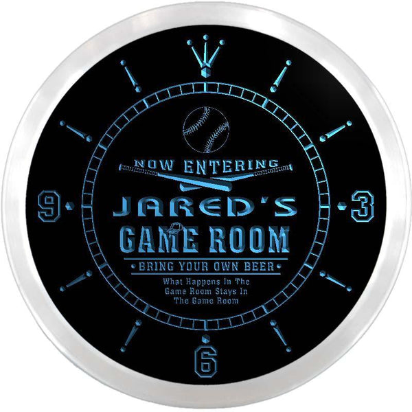 ADVPRO Jared's Man Cave Game Room Custom Name Neon Sign Clock ncx0226-tm - Blue