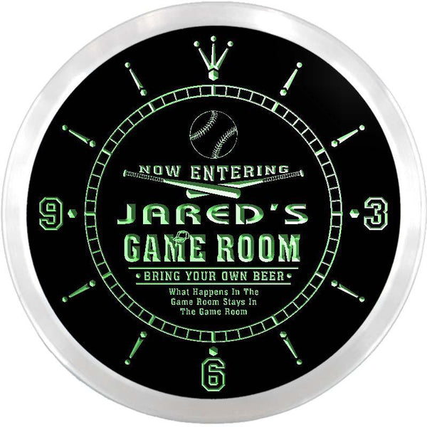 ADVPRO Jared's Man Cave Game Room Custom Name Neon Sign Clock ncx0226-tm - Green