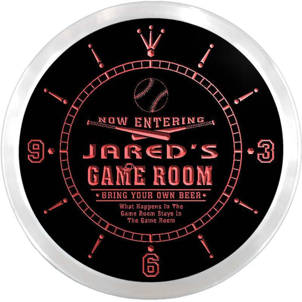 ADVPRO Jared's Man Cave Game Room Custom Name Neon Sign Clock ncx0226-tm - Red