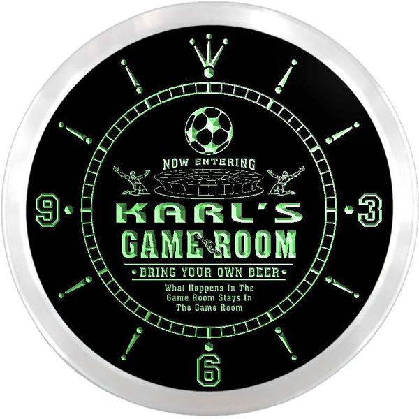 ADVPRO Karl's Man Cave Game Room Custom Name Neon Sign Clock ncx0228-tm - Green
