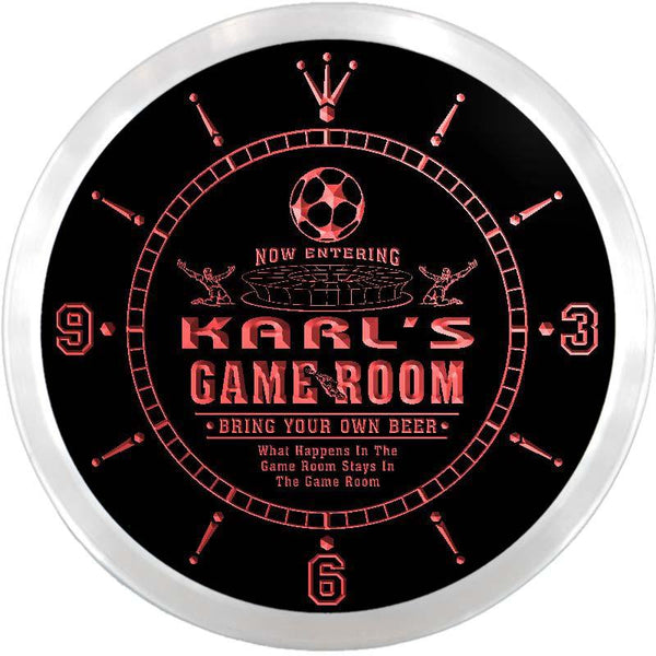 ADVPRO Karl's Man Cave Game Room Custom Name Neon Sign Clock ncx0228-tm - Red