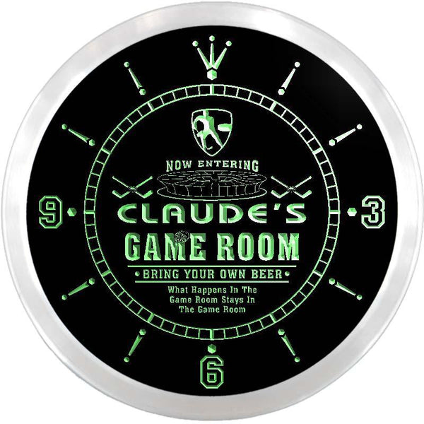 ADVPRO Claude's Man Cave Game Room Custom Name Neon Sign Clock ncx0229-tm - Green