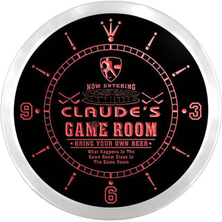 ADVPRO Claude's Man Cave Game Room Custom Name Neon Sign Clock ncx0229-tm - Red