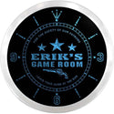 ADVPRO Erik's Cowboys Game Room Custom Name Neon Sign Clock ncx0231-tm - Blue