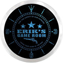 ADVPRO Erik's Cowboys Game Room Custom Name Neon Sign Clock ncx0231-tm - Blue