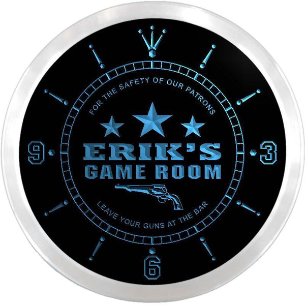 ADVPRO Erik's Cowboys Game Room Custom Name Neon Sign Clock ncx0231-tm - Blue