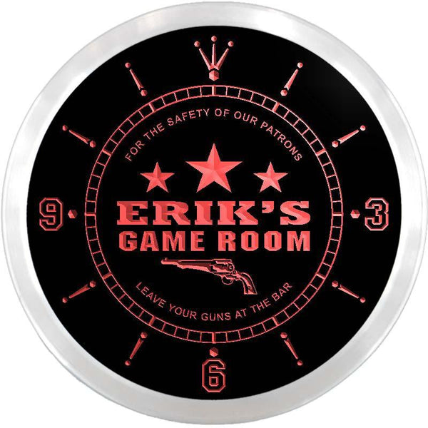 ADVPRO Erik's Cowboys Game Room Custom Name Neon Sign Clock ncx0231-tm - Red