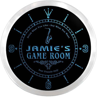 ADVPRO Jamie's VIP Lounge Game Room Custom Name Neon Sign Clock ncx0233-tm - Blue