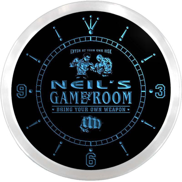 ADVPRO Neil's Fight Club Game Room Custom Name Neon Sign Clock ncx0234-tm - Blue