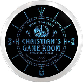 ADVPRO Christian's Sexy Game Room Bar Custom Name Neon Sign Clock ncx0235-tm - Blue
