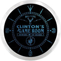 ADVPRO Clinton's Hunter Game Room Custom Name Neon Sign Clock ncx0236-tm - Blue