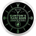 ADVPRO Clinton's Hunter Game Room Custom Name Neon Sign Clock ncx0236-tm - Green