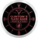 ADVPRO Clinton's Hunter Game Room Custom Name Neon Sign Clock ncx0236-tm - Red