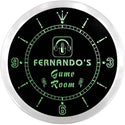 ADVPRO Fernando's Studio Game Room Custom Name Neon Sign Clock ncx0237-tm - Green