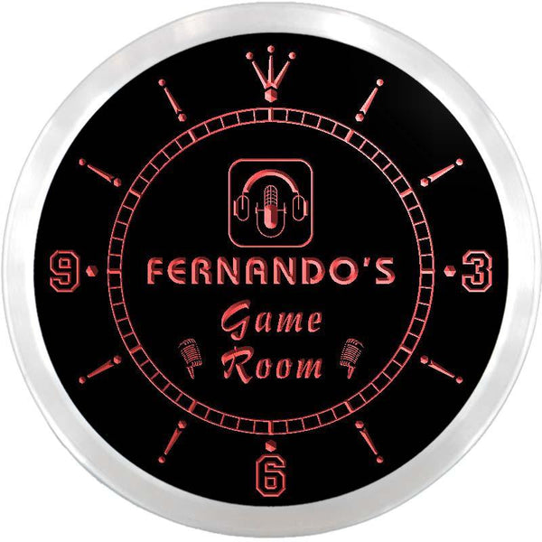 ADVPRO Fernando's Studio Game Room Custom Name Neon Sign Clock ncx0237-tm - Red