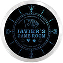 ADVPRO Javier's Best Poker Game Room Custom Name Neon Sign Clock ncx0238-tm - Blue