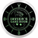 ADVPRO Javier's Best Poker Game Room Custom Name Neon Sign Clock ncx0238-tm - Green