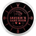 ADVPRO Javier's Best Poker Game Room Custom Name Neon Sign Clock ncx0238-tm - Red