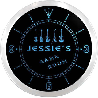 ADVPRO Jessie's Game Room Custom Name Neon Sign Clock ncx0239-tm - Blue