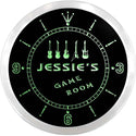 ADVPRO Jessie's Game Room Custom Name Neon Sign Clock ncx0239-tm - Green