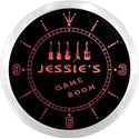 ADVPRO Jessie's Game Room Custom Name Neon Sign Clock ncx0239-tm - Red