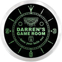 ADVPRO Darren's Beer Pong Game Room Custom Name Neon Sign Clock ncx0240-tm - Green