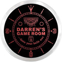 ADVPRO Darren's Beer Pong Game Room Custom Name Neon Sign Clock ncx0240-tm - Red