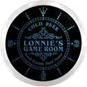 ADVPRO Lonnie's Game Room Beer Bar Custom Name Neon Sign Clock ncx0241-tm - Blue