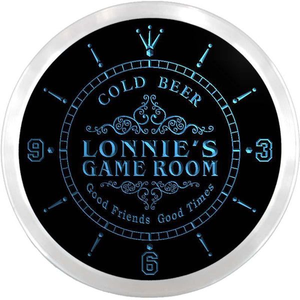 ADVPRO Lonnie's Game Room Beer Bar Custom Name Neon Sign Clock ncx0241-tm - Blue