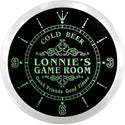 ADVPRO Lonnie's Game Room Beer Bar Custom Name Neon Sign Clock ncx0241-tm - Green